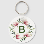 Floral Monogram Button Sleutelhanger (Voorkant)