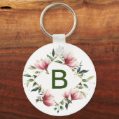 Floral Monogram Button Sleutelhanger (Voorkant)