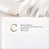 Floral Monogram C Elegant Gold Foliage Etiket (Insitu)