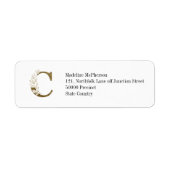 Floral Monogram C Elegant Gold Foliage Etiket (Voorkant)