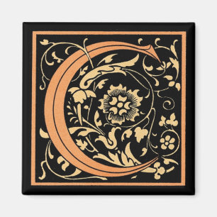 Floral Monogram "C" - Magnet