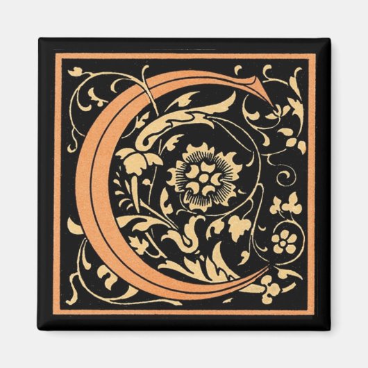 Floral Monogram "C" - Magnet (Voorkant)