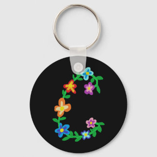 Floral Monogram "C" Sleutelhanger