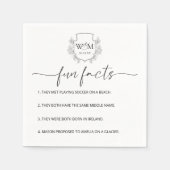 Floral Monogram Calligraphy Fun Facts Wedding Servet (Voorkant)