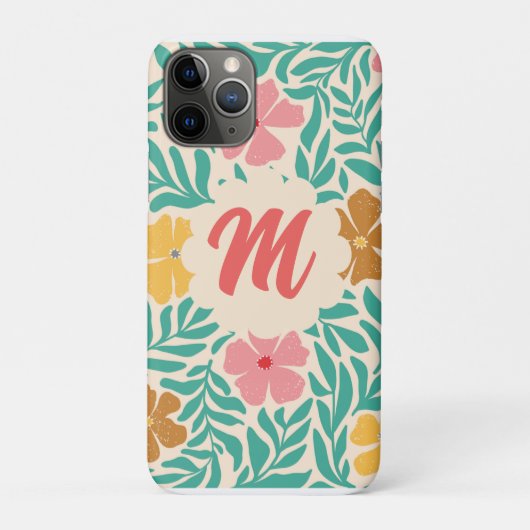 Floral Monogram Case-Mate iPhone Case (Achterkant)