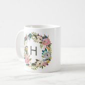 Floral Monogram Coffe Mok (Voorkant links)