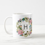 Floral Monogram Coffe Mok<br><div class="desc">Floraal met monogram.</div>