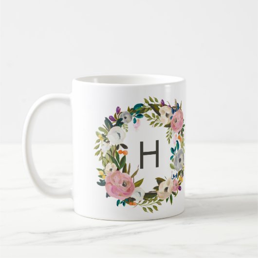 Floral Monogram Coffe Mok (Links)