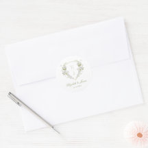 Floral Monogram Crest Bruiloft Envelop Afdichtinge