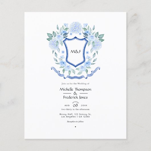 Floral Monogram Crest Couples Shower Uitnodiging Flyer (Voorkant)