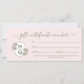 Floral Monogram Crest Logo Merk Cadeaubon (Achterkant)