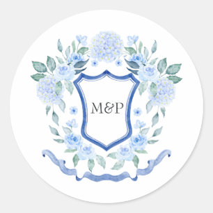 Floral Monogram Crest Ronde Sticker