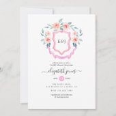 Floral Monogram Crest Vrijgezellenfeest Kaart (Voorkant)