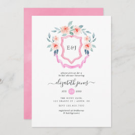 Floral Monogram Crest Vrijgezellenfeest Kaart