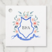 Floral Monogram Crest Wedding Bedankjes Labels (Voorkant)