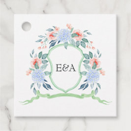 Floral Monogram Crest Wedding Bedankjes Labels