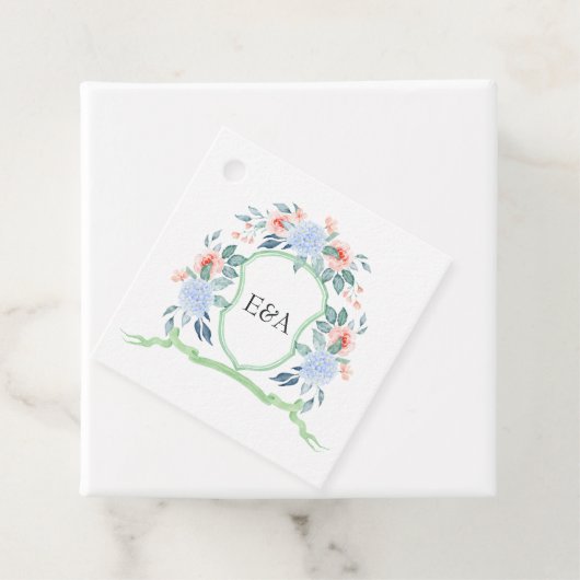 Floral Monogram Crest Wedding Bedankjes Labels (In situ)