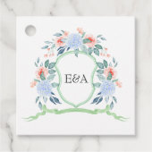 Floral Monogram Crest Wedding Bedankjes Labels (Voorkant)