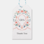 Floral Monogram Crest Wedding Cadeaulabel (Voorkant)