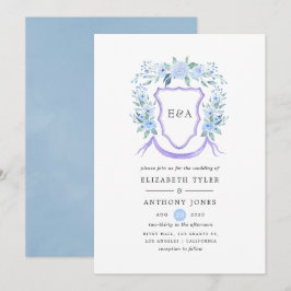 Floral Monogram Crest Wedding Kaart