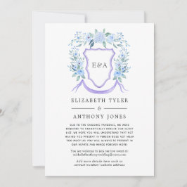 Floral Monogram Crest Wedding Reduced Guest List Aankondiging