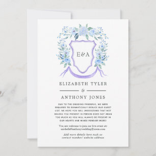 Floral Monogram Crest Wedding Reduced Guest List Aankondiging