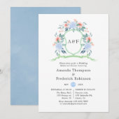 Floral Monogram Crest Wedding Rehearsal Dinner Kaart (Voorkant / Achterkant)