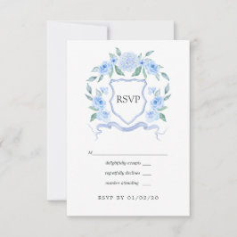 Floral Monogram Crest Wedding RSVP Kaartje