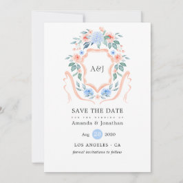Floral Monogram Crest Wedding Save The Date