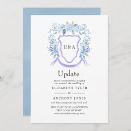 Floral Monogram Crest Wedding Update Kaart