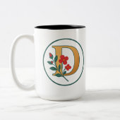 Floral Monogram "D" Coffee Mok – Zwart & Wit (Links)
