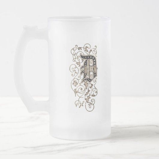  Floral Monogram "D" - Matglas Bierpul (Links)