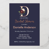 Floral Monogram D Vrijgezellenfeest Gold Folie Uitnodiging (Voorkant)