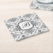 Floral Monogram Damask Kartonnen Onderzetters (Schuin)