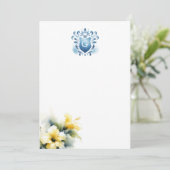 Floral Monogram Dank u kaarten Majestic Crest (Staand voorkant)