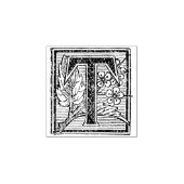 Floral Monogram  decoratieve letter T Rubberstempel (Afrduk)