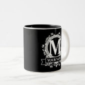 Floral Monogram Design Two-Tone koffie Mok (Voorkant rechts)