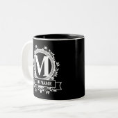 Floral Monogram Design Two-Tone koffie Mok (Voorkant links)
