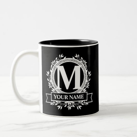 Floral Monogram Design Two-Tone koffie Mok (Links)