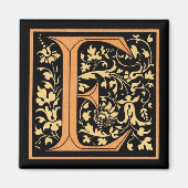  Floral Monogram "E" - Magnet (Voorkant)