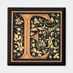  Floral Monogram "E" - Magnet