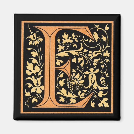  Floral Monogram "E" - Magnet (Voorkant)