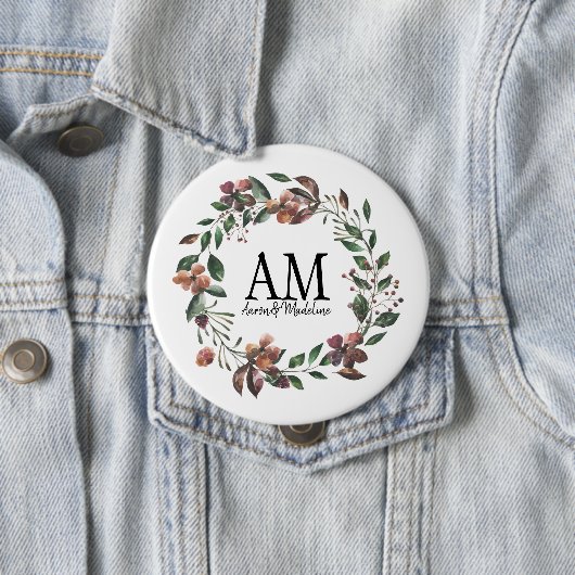  Floral Monogram Edens Garden Ronde Button 4,0 Cm (In situ)