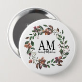  Floral Monogram Edens Garden Ronde Button 4,0 Cm (Voorkant /achterkant)
