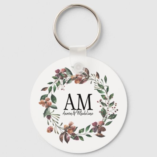 Floral Monogram Edens Garden Sleutelhanger (Voorkant)