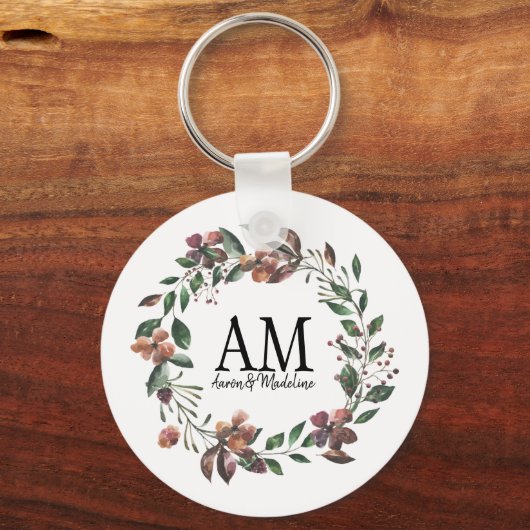 Floral Monogram Edens Garden Sleutelhanger (Voorkant)