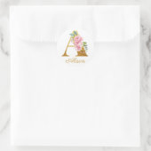 Floral Monogram Eigen naam Initiaal Botanisch Ronde Sticker (Tas)