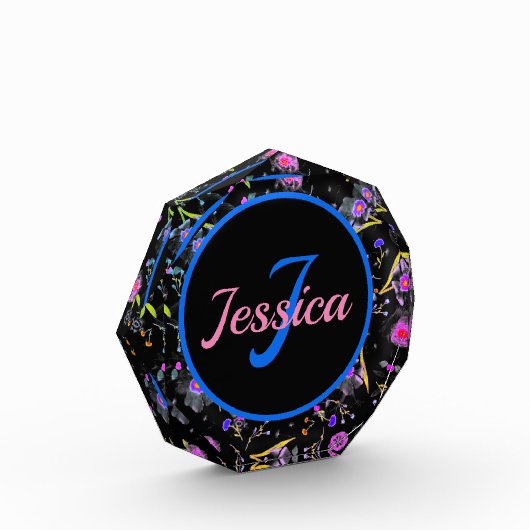 Floral Monogram Elegant Fotoblokken (Links)