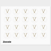 Floral Monogram/Elegant Gold Foliage Ronde Sticker (Vel)