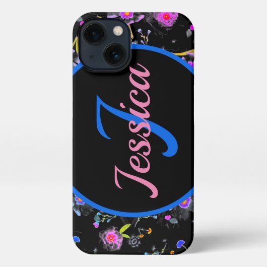 Floral Monogram Elegant iPhone Hoesje (Achterkant)